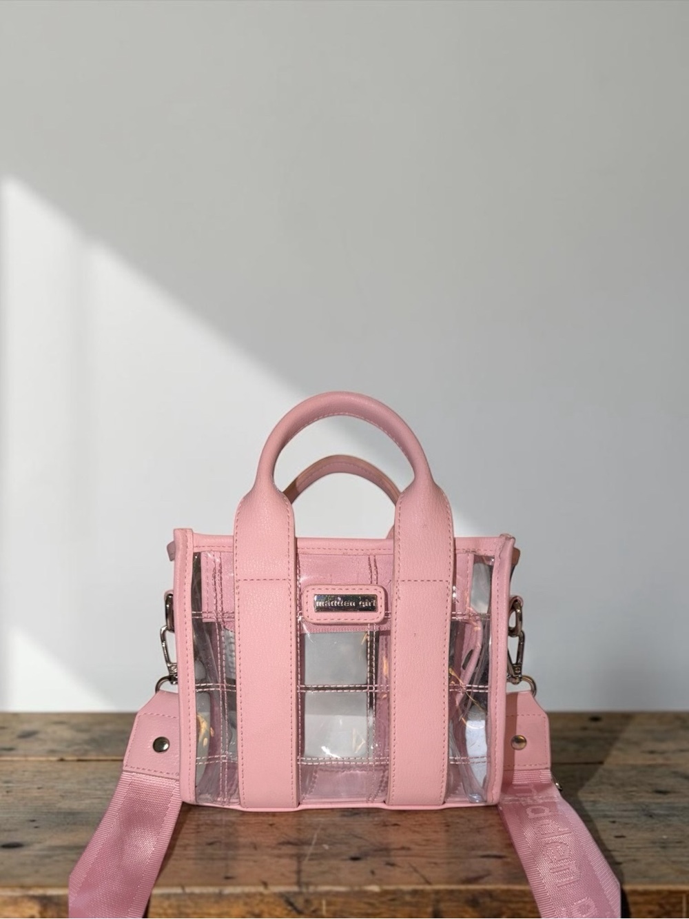 Madden Girl Pink Clear Mini Tote Bag